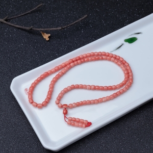 MOMO橘色珊瑚桶珠108佛珠