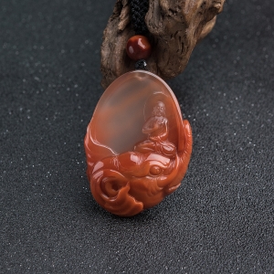 冰飘料南红普贤菩萨吊坠