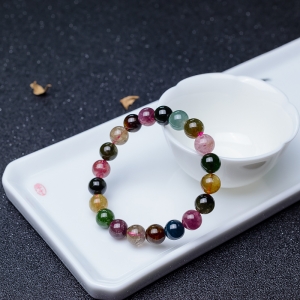 9.5mm彩虹碧玺单圈手串