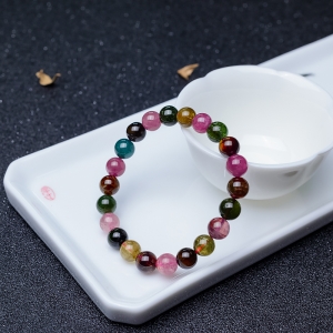 8.5mm彩虹碧玺单圈手串