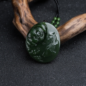 山料和田碧玉连年有余吊坠