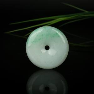 豆种飘翠翡翠平安扣吊坠