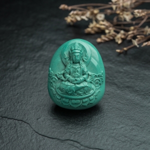 高瓷蓝绿绿松石无量寿佛吊坠