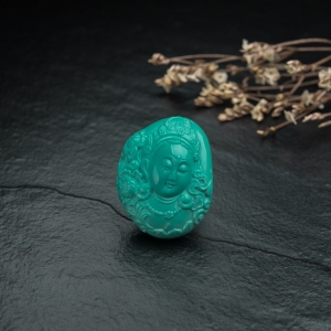 高瓷蓝绿松石绿度母吊坠