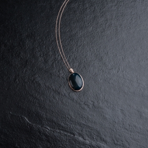 18K金镶钻多米蓝珀项链