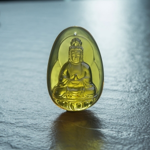 墨西哥蓝珀观音吊坠