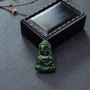 山料和田碧玉宝宝佛吊坠