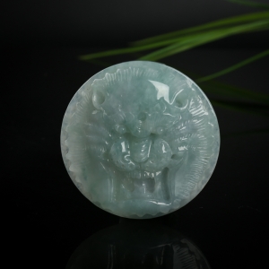 糯种灰绿翡翠瑞兽皮带扣