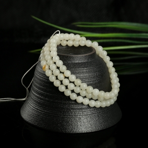 5.9mm籽料和田白玉108佛珠