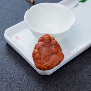 柿子红南红财神吊坠