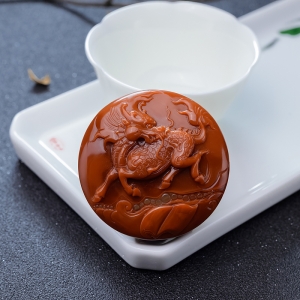 柿子红南红麒麟皮带扣