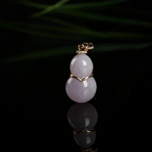 18k糯种紫罗兰翡翠葫芦吊坠