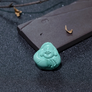 高瓷蓝绿绿松石佛吊坠