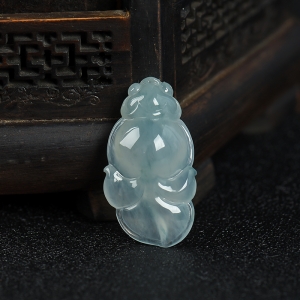 糯冰种飘花翡翠金玉满堂吊坠
