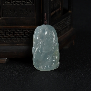 糯种俏色翡翠多子多福吊坠