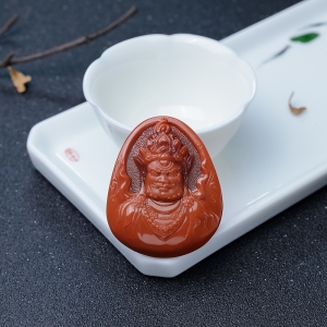 柿子红南红黄财神吊坠