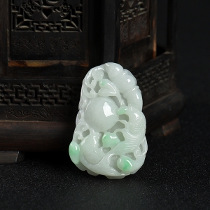 糯种飘翠翡翠金玉满堂吊坠