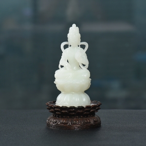 籽料和田白玉观音摆件