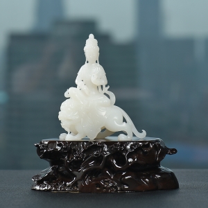 籽料和田白玉文殊菩萨摆件