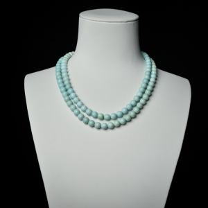 6mm中高瓷浅蓝绿松石配链