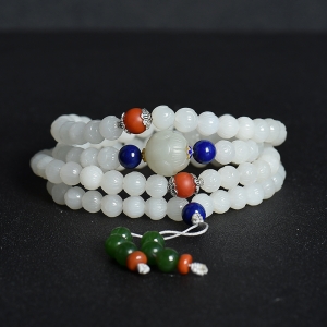 山料和田白玉莲花108佛珠