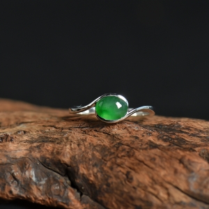 18K糯种深绿翡翠金玉满堂戒指