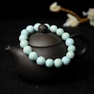 10.5mm中高瓷铁线浅蓝绿松石单圈手串