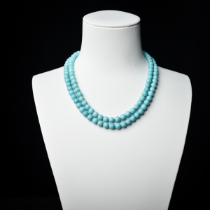 6mm中高瓷铁线蓝绿绿松石长链