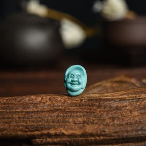 高瓷蓝绿松石佛头吊坠