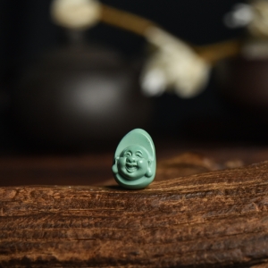 高瓷铁线蓝绿绿松石佛头吊坠