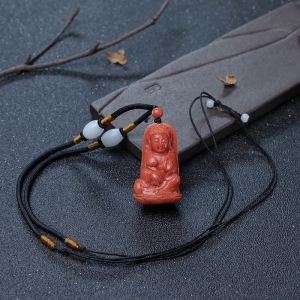 MOMO橘色珊瑚观音吊坠