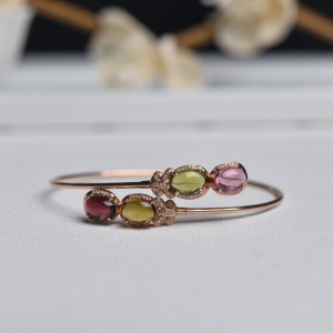 57mm18K金镶钻碧玺手镯