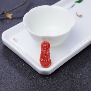 阿卡正红珊瑚观音吊坠