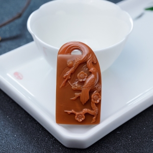 柿子红南红喜上眉梢吊坠