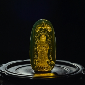 墨西哥蓝珀观音吊坠