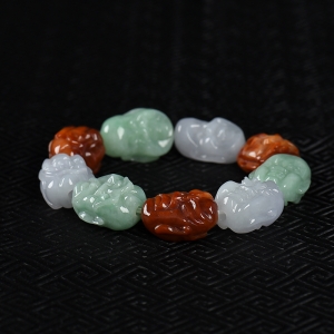 糯种翡翠罗汉单圈手串