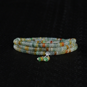 糯冰种翡翠算盘珠多圈手串