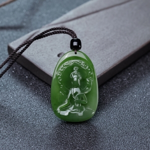 山料和田碧玉无相佛吊坠