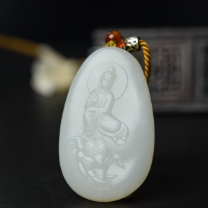 山料和田白玉普贤菩萨吊坠
