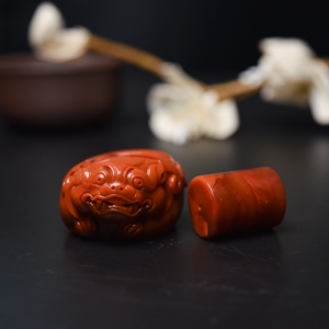 柿子红南红貔貅戒指