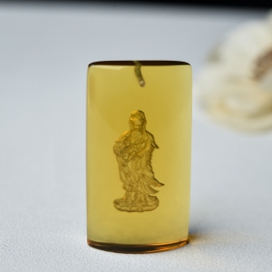 墨西哥蓝珀观音吊坠