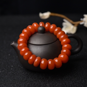 樱桃红南红算盘珠单圈手串