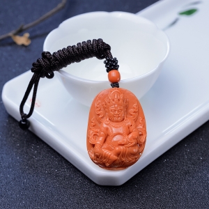 MOMO橘色珊瑚黄财神吊坠
