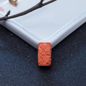 MOMO橘色珊瑚八宝桶珠背云