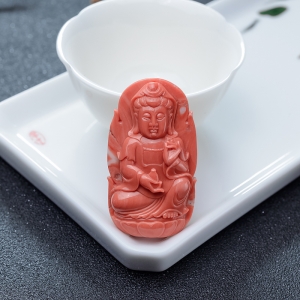 MOMO橘红珊瑚观音吊坠