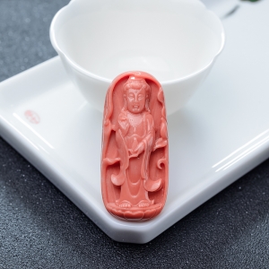 MOMO橘红珊瑚观音吊坠