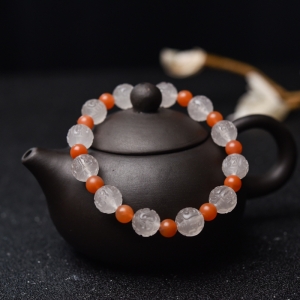 南红回纹珠单圈手串