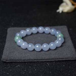 10mm糯冰种浅紫色翡翠单圈手串