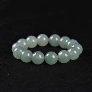 15.3mm糯冰种飘花翡翠单圈手串