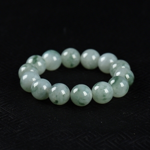 15.3mm糯冰种飘花翡翠单圈手串